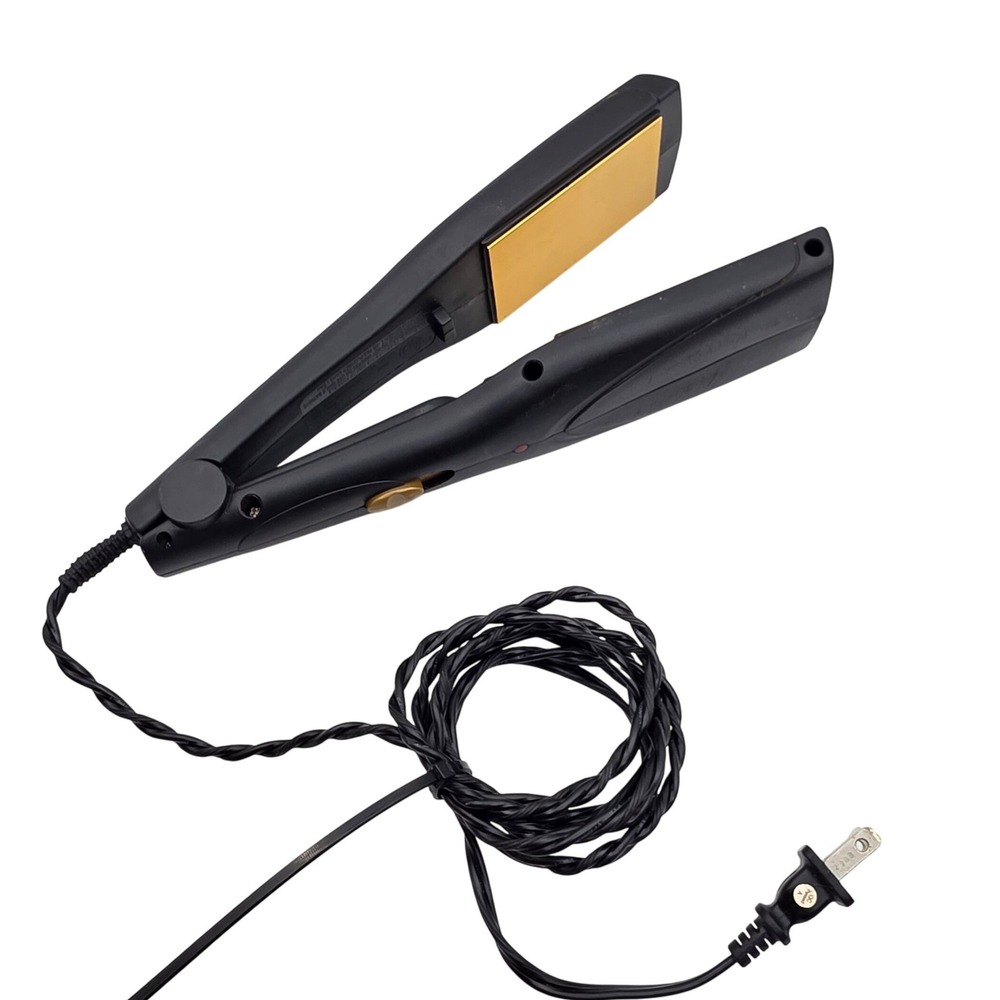 Vidal Sassoon VS129 Black Gold Plate Hair Straightener Flat Iron 2 Inch 30W O4